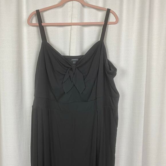 Torrid Black Challis Tie Front Culotte Jumpsuit Sz.4 - Picture 6 of 15